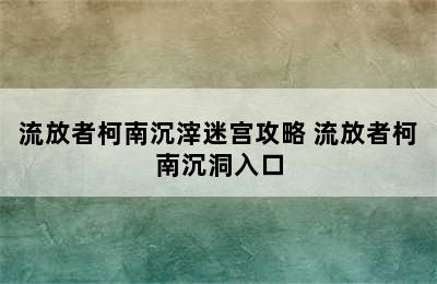 流放者柯南沉滓迷宫攻略 流放者柯南沉洞入口